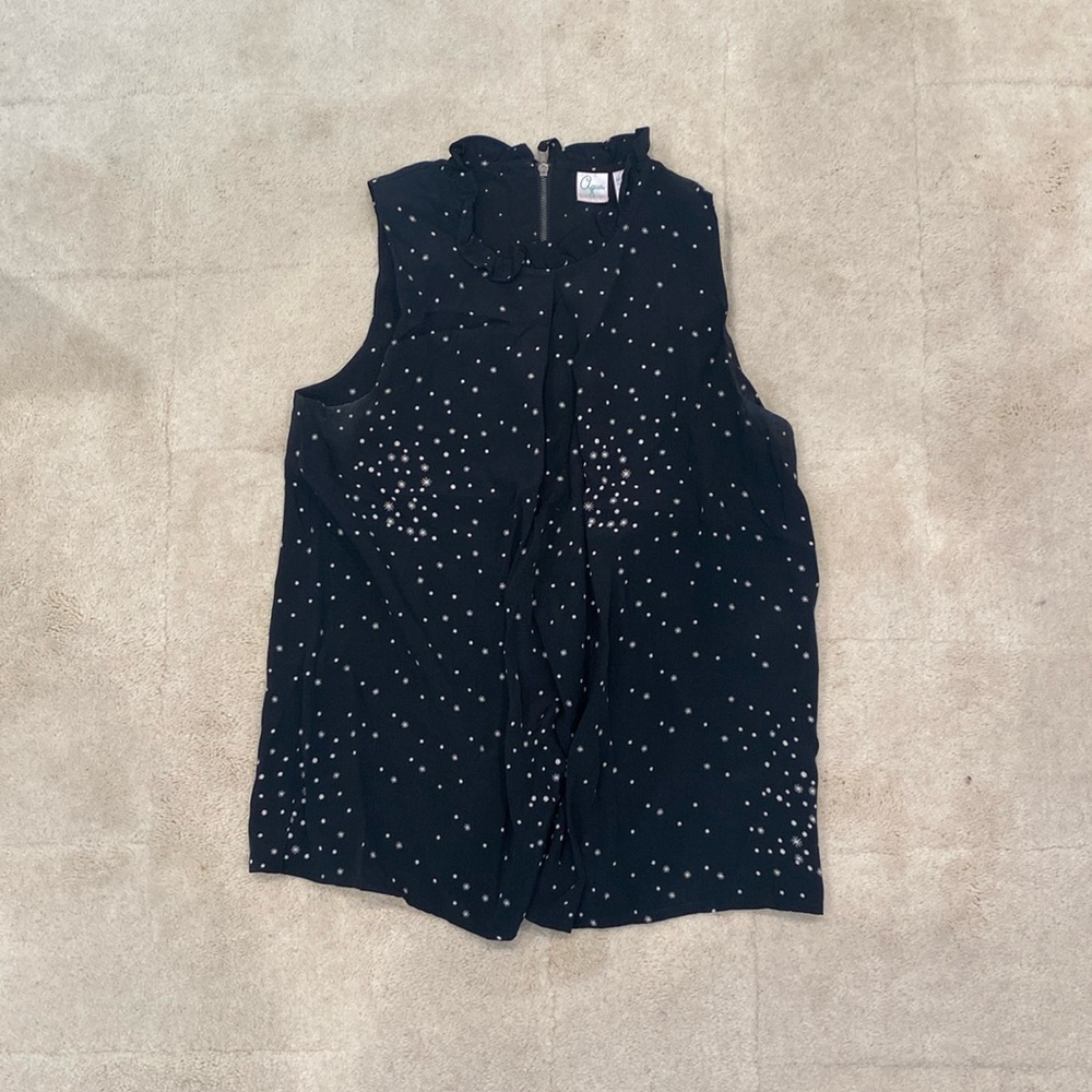 Black silk sleeveless blouse with back zipper